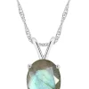 Promo 👍 Sterling Silver 10x8mm Oval Labradorite Pendant Necklace by Belk & Co. 🛒