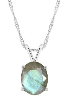 Promo 👍 Sterling Silver 10x8mm Oval Labradorite Pendant Necklace by Belk & Co. 🛒