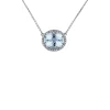 Best reviews of ✔️ 5 ct. t.w. Aquamarine, White Sapphire, and 1/6 ct. t.w. Diamond Halo Station Necklace in 14K White Gold by Belk & Co. 🔥