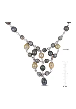 Hot Sale 😍 9-12mm Natural-Shaped Tahitian & Golden South Sea Pearl Layered Drop Necklace in Sterling Silver by Belk & Co. 😀 -DealsBelk & Co. Store Belk 32290