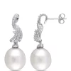 Outlet ⭐ 1/4 ct. t.w. Diamond and 11 to 11.5 Millimeter South Sea Pearl Earrings in 14k White Gold by Belk & Co. ⌛