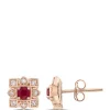 Discount 😉 1/3 ct. t.w. Ruby and 1/5 ct. t.w. Diamond Artisanal Stud Earrings in 10k Rose Gold by Belk & Co. 🌟