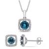 Best deal 🌟 Lab Created 2-Piece Set of 2.10 ct. t.g.w. London Blue Topaz and 1/6 ct. t.w. Diamond Halo Earrings and Pendant with Chain in 10K White Gold by Belk & Co. 🔔