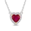 Coupon 🤩 2/5 ct. t.w. Ruby and 0.07 ct. t.w. Diamond Accent Heart Necklace in 14k White Gold with Yellow Gold Prongs by Belk & Co. 🎁