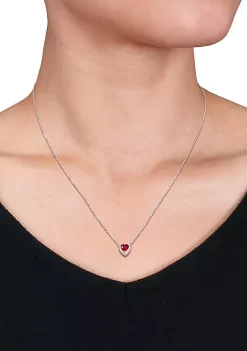 Coupon 🤩 2/5 ct. t.w. Ruby and 0.07 ct. t.w. Diamond Accent Heart Necklace in 14k White Gold with Yellow Gold Prongs by Belk & Co. 🎁 -DealsBelk & Co. Store Belk 32321
