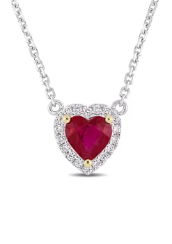 Coupon 🤩 2/5 ct. t.w. Ruby and 0.07 ct. t.w. Diamond Accent Heart Necklace in 14k White Gold with Yellow Gold Prongs by Belk & Co. 🎁 -DealsBelk & Co. Store Belk 32322