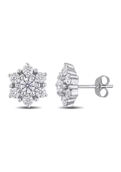 Hot Sale 💯 1.3 ct. t.w. Floral Stud Earrings in 10k White Gold by Belk & Co. ⌛