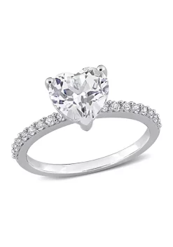 Discount 🎉 Lab Created 2.5 CT TGW Created White Sapphire Heart Engagement Ring in 10k White Gold by Belk & Co. 🔥
