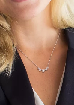 Outlet 😀 2.5 ct. t.w. Created Moissanite Multi-Heart Necklace in Sterling Silver by Belk & Co. 🔔 -DealsBelk & Co. Store Belk 32355