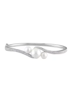 Flash Sale 🧨 Cultured Freshwater Pearl and Created White Sapphire Bangle in Sterling Silver by Belk & Co. 😍 -DealsBelk & Co. Store Belk 32365