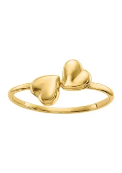 Best Sale 🌟 14K Yellow Gold Polished Hearts Ring by Belk & Co. 🎁 -DealsBelk & Co. Store Belk 32390