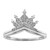 Outlet ✔️ 1/8 ct. t.w. Diamond Crown Ring in Rhodium-plated Sterling Silver by Belk & Co. 💯