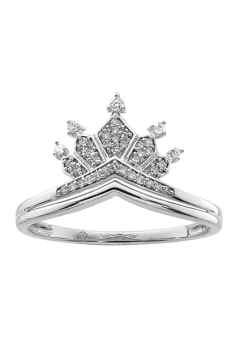 Outlet โ๏ธ 1/8 ct. t.w. Diamond Crown Ring in Rhodium-plated Sterling Silver by Belk & Co. ๐ฏ 1 Outlet โ๏ธ 1/8 ct. t.w. Diamond Crown Ring in Rhodium-plated Sterling Silver by Belk & Co. ๐ฏ