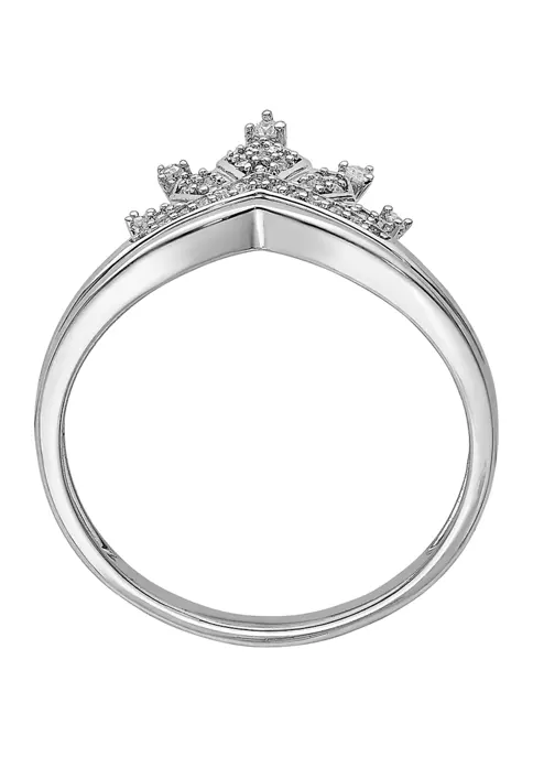 Outlet โ๏ธ 1/8 ct. t.w. Diamond Crown Ring in Rhodium-plated Sterling Silver by Belk & Co. ๐ฏ 2 Outlet โ๏ธ 1/8 ct. t.w. Diamond Crown Ring in Rhodium-plated Sterling Silver by Belk & Co. ๐ฏ - Image 2