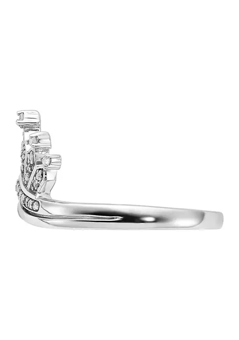 Outlet โ๏ธ 1/8 ct. t.w. Diamond Crown Ring in Rhodium-plated Sterling Silver by Belk & Co. ๐ฏ 3 Outlet โ๏ธ 1/8 ct. t.w. Diamond Crown Ring in Rhodium-plated Sterling Silver by Belk & Co. ๐ฏ - Image 3