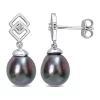 Deals ⌛ 8-9mm Black Tahitian Cultured Pearl and White Topaz Drop Earrings in Sterling Silver by Belk & Co. 🤩