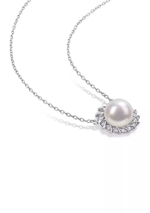 Cheap โจ Lab Created 9.5-10mm Freshwater Cultured Pearl and 1/6 CT TGW Created White Sapphire Halo Pearl Pendant with Chain in Sterling Silver by Belk & Co. ๐ 4 Cheap โจ Lab Created 9.5-10mm Freshwater Cultured Pearl and 1/6 CT TGW Created White Sapphire Halo Pearl Pendant with Chain in Sterling Silver by Belk & Co. ๐ - Image 4