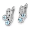 Best deal 👏 3/4 ct. t.w. Light Swiss Blue Topaz and White Topaz Swirl Hinged Earrings in Rhodium-Plated Sterling Silver by Belk & Co. ❤️
