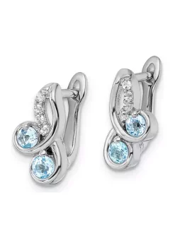 Best deal 👏 3/4 ct. t.w. Light Swiss Blue Topaz and White Topaz Swirl Hinged Earrings in Rhodium-Plated Sterling Silver by Belk & Co. ❤️ -DealsBelk & Co. Store Belk 32415