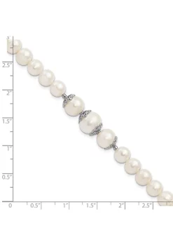 Flash Sale 💯 Sterling Silver Rhodium-plated 7-10mm White Freshwater Cultured Pearl Fancy Bracelet by Belk & Co. 💯 -DealsBelk & Co. Store Belk 32418