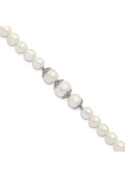 Flash Sale 💯 Sterling Silver Rhodium-plated 7-10mm White Freshwater Cultured Pearl Fancy Bracelet by Belk & Co. 💯 -DealsBelk & Co. Store Belk 32420