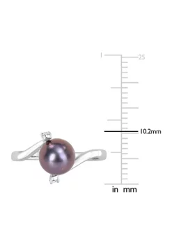 Cheapest ❤️ 7-7.5 mm Black Freshwater Cultured Pearl and White Topaz Bypass Ring in Sterling Silver by Belk & Co. ✨ -DealsBelk & Co. Store Belk 32424