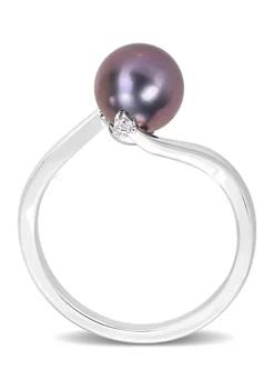 Cheapest ❤️ 7-7.5 mm Black Freshwater Cultured Pearl and White Topaz Bypass Ring in Sterling Silver by Belk & Co. ✨ -DealsBelk & Co. Store Belk 32425