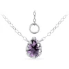 Buy 🎁 7/8 ct. 8x6MM Pear Amethyst and White Topaz Crown Necklace on 16 inch Chain with Extender, Sterling Silver by Belk & Co. 🤩