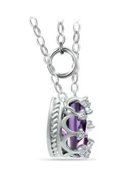 Buy 🎁 7/8 ct. 8x6MM Pear Amethyst and White Topaz Crown Necklace on 16 inch Chain with Extender, Sterling Silver by Belk & Co. 🤩 -DealsBelk & Co. Store Belk 32441
