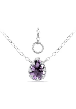 Buy 🎁 7/8 ct. 8x6MM Pear Amethyst and White Topaz Crown Necklace on 16 inch Chain with Extender, Sterling Silver by Belk & Co. 🤩 -DealsBelk & Co. Store Belk 32443