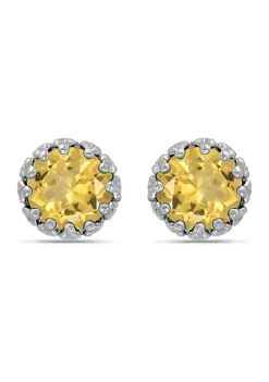 Discount 👏 1-1/4 ct. 6MM Round Citrine Crown Stud Earrings, Sterling Silver by Belk & Co. 👏