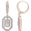 Wholesale 🎁 Morganite and 3/5 ct. t.w. Diamond Halo Dangle Earrings in 14K Rose Gold by Belk & Co. 🎉