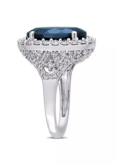 Coupon ✨ 7 ct. t.g.w. London Blue Topaz and 1.34 ct. t.w. Diamond Halo Cocktail Ring in 14K White Gold by Belk & Co. ✨ 3 Coupon ✨ 7 ct. t.g.w. London Blue Topaz and 1.34 ct. t.w. Diamond Halo Cocktail Ring in 14K White Gold by Belk & Co. ✨ - Image 3