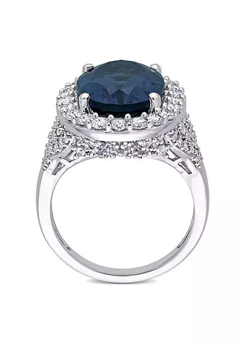 Coupon ✨ 7 ct. t.g.w. London Blue Topaz and 1.34 ct. t.w. Diamond Halo Cocktail Ring in 14K White Gold by Belk & Co. ✨ 4 Coupon ✨ 7 ct. t.g.w. London Blue Topaz and 1.34 ct. t.w. Diamond Halo Cocktail Ring in 14K White Gold by Belk & Co. ✨ - Image 4
