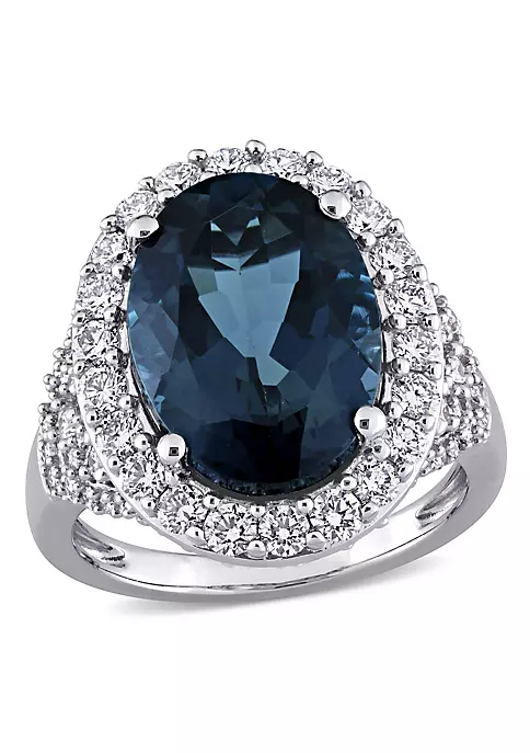 Coupon ✨ 7 ct. t.g.w. London Blue Topaz and 1.34 ct. t.w. Diamond Halo Cocktail Ring in 14K White Gold by Belk & Co. ✨ 6 Coupon ✨ 7 ct. t.g.w. London Blue Topaz and 1.34 ct. t.w. Diamond Halo Cocktail Ring in 14K White Gold by Belk & Co. ✨ - Image 6