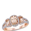 New 💯 1.1 ct. t.w. Morganite and 1/3 ct. t.w. Diamond 3 Stone Split Shank Ring in 14k Rose Gold by Belk & Co. 👍