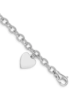 Budget 😉 14K White Gold 8.5-inch Polished Link with Heart Charm Bracelet by Belk & Co. 🎉