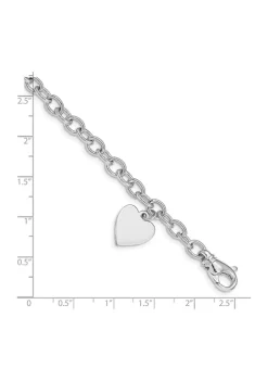 Budget 😉 14K White Gold 8.5-inch Polished Link with Heart Charm Bracelet by Belk & Co. 🎉 -DealsBelk & Co. Store Belk 32474