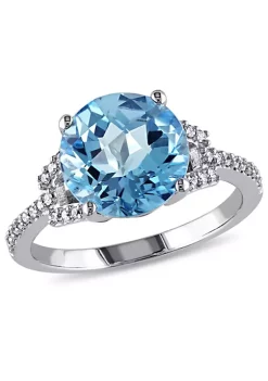 Cheapest 🔔 4.57 ct. t.g.w. Swiss Blue Topaz and 1/6 ct. t.w. Diamond Cocktail Ring in 14K White Gold by Belk & Co. 👏