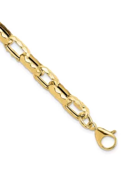 Discount 🛒 14K Yellow Gold Polished Hollow 🔨 Hammered Link Bracelet by Belk & Co. 👏 -DealsBelk & Co. Store Belk 32487