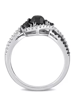Cheap 🎁 1 ct. t.w. Black and White Diamond 3-Stone Crossover Engagement Ring in 10k White Gold by Belk & Co. 😉 -DealsBelk & Co. Store Belk 32490