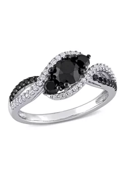 Cheap 🎁 1 ct. t.w. Black and White Diamond 3-Stone Crossover Engagement Ring in 10k White Gold by Belk & Co. 😉 -DealsBelk & Co. Store Belk 32493