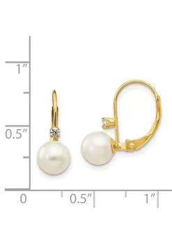 Best Sale 😍 0.06 ct. t.w. Diamond and Freshwater Cultured Pearl Post Earrings in 14K White Gold by Belk & Co. 🔔 -DealsBelk & Co. Store Belk 32514