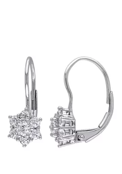 Discount ✔️ 1 ct. t.w. White Sapphire Star Earrings in 10K White Gold by Belk & Co. ⭐