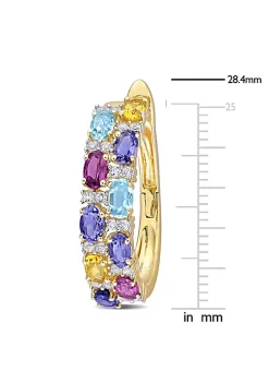 Promo 🎁 6.16 ct. t.g.w. Multi Gemstones Hoop Earrings in Yellow Plated Sterling Silver by Belk & Co. 🥰 -DealsBelk & Co. Store Belk 32524