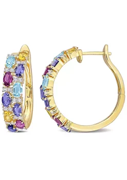 Promo 🎁 6.16 ct. t.g.w. Multi Gemstones Hoop Earrings in Yellow Plated Sterling Silver by Belk & Co. 🥰 -DealsBelk & Co. Store Belk 32525
