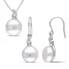 Best deal 🔔 2-Piece Set of 10.5-12.5MM Freshwater Cultured Pearl and 1/10 ct. t.w. Diamond Earrings and Pendant with Chain in Sterling Silver by Belk & Co. ⭐