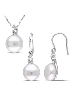 Best deal 🔔 2-Piece Set of 10.5-12.5MM Freshwater Cultured Pearl and 1/10 ct. t.w. Diamond Earrings and Pendant with Chain in Sterling Silver by Belk & Co. ⭐ 9 Best deal 🔔 2-Piece Set of 10.5-12.5MM Freshwater Cultured Pearl and 1/10 ct. t.w. Diamond Earrings and Pendant with Chain in Sterling Silver by Belk & Co. ⭐ -DealsBelk & Co. Store Belk 32533