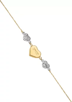 Deals ๐ฏ 14K Two Tone Puffed LOVE Heart and Diamond-cut Hearts 7-inch Bracelet by Belk & Co. ๐