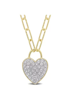 Deals 🎁 1.14 ct. t.g.w. Created White Sapphire Heart Pendant with Chain in Yellow Plated Sterling Silver by Belk & Co. 😉 -DealsBelk & Co. Store Belk 32558